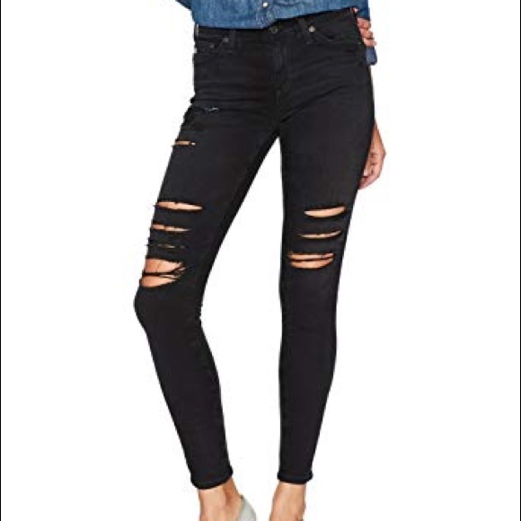 Ag Adriano Goldschmied Denim - AG Black The Legging Ankle Distressed Jeans 25